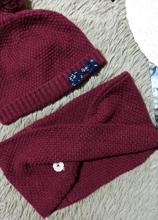 Гарний комплект на дівчинку 2-3 роки/шапка+шарф-хомут2 фото