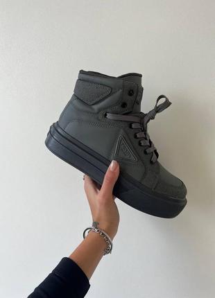 Женские ботинки деми marco re-nylon and brushed leather hi top grey