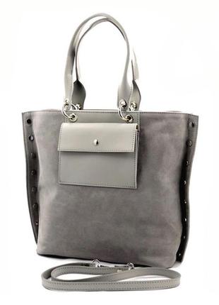 Сіра жіноча сумка шкіряна італійська laura biaggi1 фото