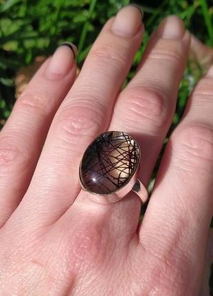 Кольцо. кварц волосатик ( рутиловый кварц)