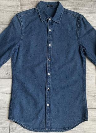 Сорочка\рубашка denham striped dot denim shirt1 фото