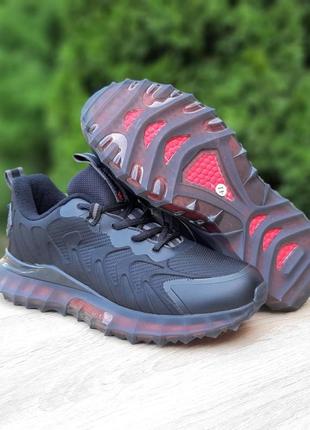 Стильные мужские кроссовки adidas чёрные с красным термо флис