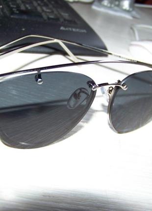 Солнцезащитные очки мини "кошачий глаз" черная линза антирефлекс серебристая оправа метал4 фото