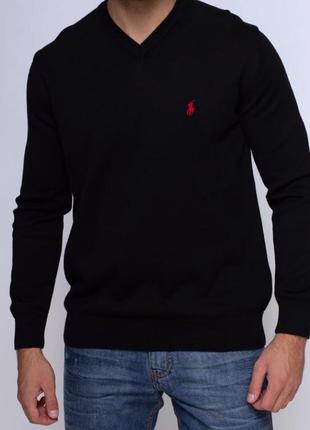 Джемпер полувер свитшот свитер v-образный 100% шерсть ralph lauren