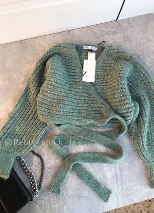 Шерстяной кардиган кофта на запах