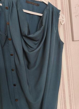 Дизайнерская стильная блуза безрукавка густой изумрудный богатый оттенок