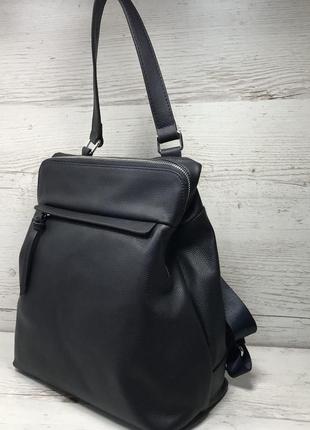 Женский стильный кожаный рюкзак - сумка чёрный чёрная коричневая коричневый трансформер4 фото