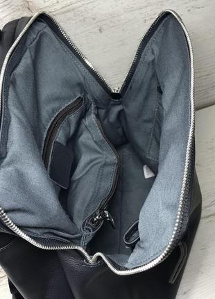 Женский стильный кожаный рюкзак - сумка чёрный чёрная коричневая коричневый трансформер5 фото