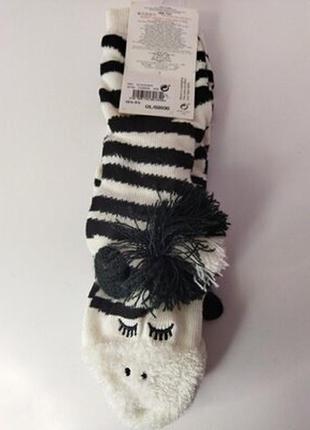 Домашние носки next  со стопами р.31-35  зебра