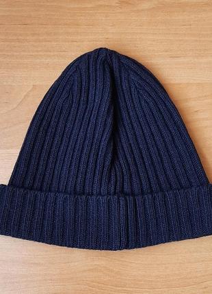 Синяя шерстяная винтажная шапка бини lyle & scott2 фото