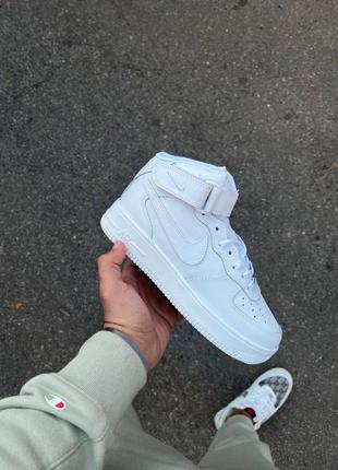 Nike air force 1 white high топ зимние кроссовки найк с мехом белые зима кросівки зимові зимні