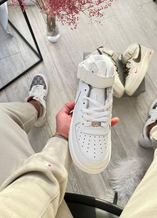 Nike air force 1 white high крутезні кросівки з хутром зимові зимні білі топ зимние кроссовки найк с мехом белые люкс8 фото