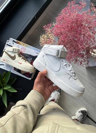 Nike air force 1 white high топ зимние кроссовки найк с мехом белые зима кросівки зимові зимні