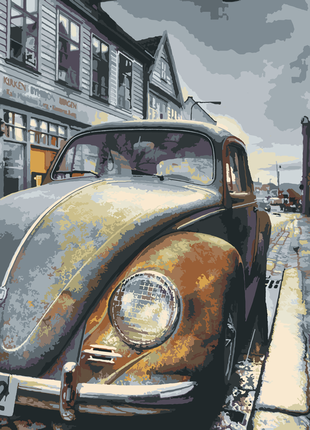 Картина по номерам картина по номерах барви кольоровий холст+ лак  у стилі ретро автомобіль авто