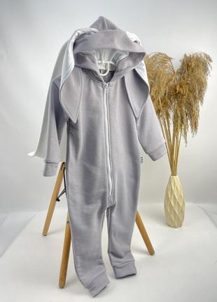 Ромпер з вушками зайчика сіренький костюм новорічний зайка сірий6 фото