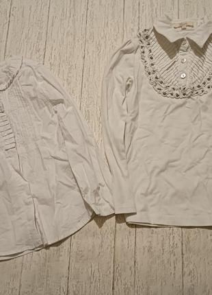 Дві білі нарядні блузи на дівчинку на 3-4 роки6 фото
