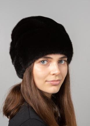 Зимняя теплая шапка из меха норки