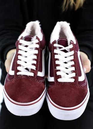 ❄️vans old skool low bordo winter❄️❤️36рр-45рр❤️кросівки зимні ванс, кроссовки ванс зимние с мехом2 фото