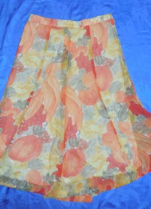 Яркая юбка оранжевые цветы4 фото
