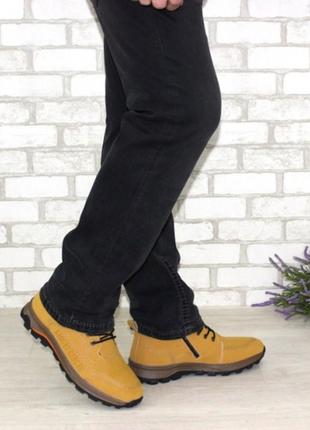 Чоловічі руді зимові черевики з натуральної шкіри4 фото