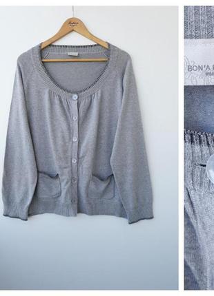 Добротний светр на гудзиках сірий базовий светр з люрексом xxl 16 р.1 фото