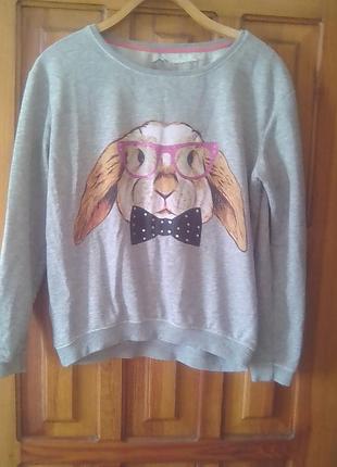 Світшот,джемпер з принтом зайчик в окулярах next р..12