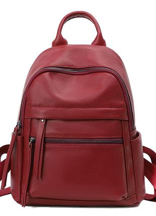 Женский кожаный красный рюкзак