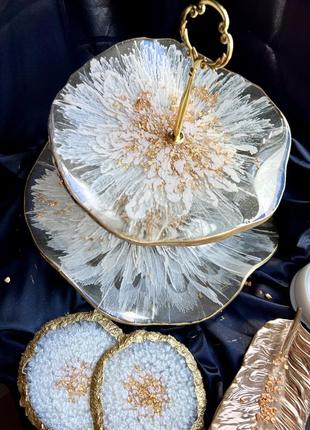 Етажерка цукерниця фруктовниця декор із смоли конфетница этажерка