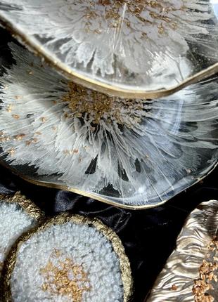 Етажерка цукерниця фруктовниця декор із смоли конфетница этажерка