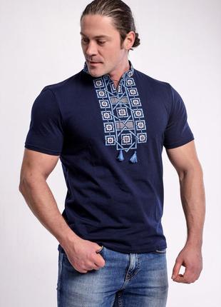 Стильная вышиванка футболка вышитая модна трикотажна чоловіча вишиванка6 фото