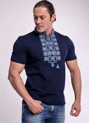 Стильная вышиванка футболка вышитая модна трикотажна чоловіча вишиванка1 фото