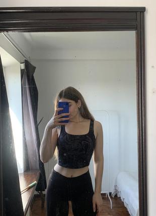 Черный спортивный топ мраморные разводы h&m sport6 фото