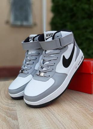 Зимові кросівки nike air force 1 high white black grey