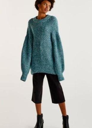 Шикарный свитер оверсайз с объёмными пышными рукавами меланж pull&bear5 фото