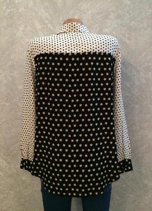Блуза рубашка комбинированная в ромашки размер 10-123 фото
