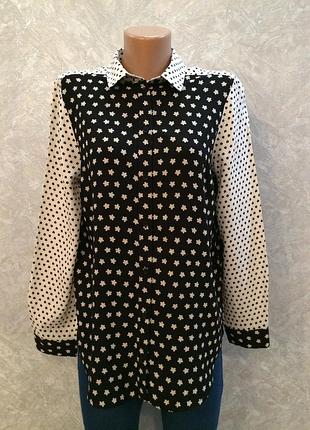 Блуза рубашка комбинированная в ромашки размер 10-12