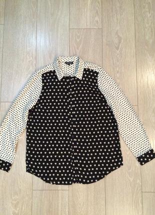 Блуза рубашка комбинированная в ромашки размер 10-125 фото