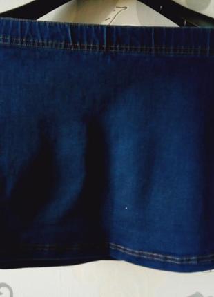 Короткая синяя джинсовая юбка на резинке, юбка с высокой посадкой, для беременных1 фото