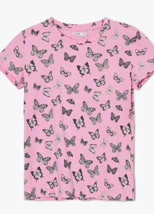 Нова рожева футболка cropp town з біркою / принт метелики / розмір l можна як оверсайз2 фото