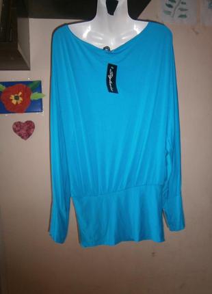 Новая блуза англия 50-54 размер голубая4 фото