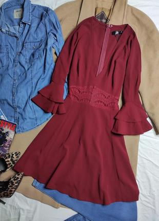 Missguided платье бордо бордовое винное марсала бургунди с гипюром новое5 фото