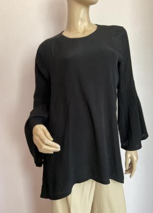 Базова чорна віскозна блузка / l- xl/ brend carla positano italy