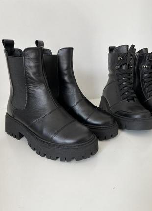 Зимові шкіряні челсі на овчині