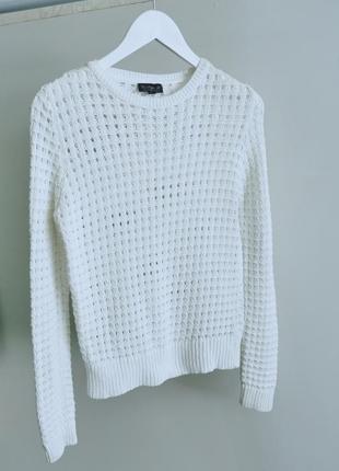 Белоснежный ажурный свитер, свитшот, белый2 фото