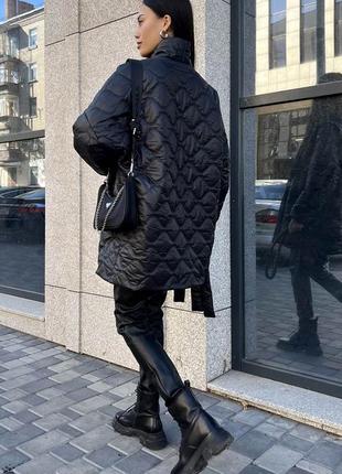 Осенняя женская стеганная куртка под пояс люкс качество7 фото