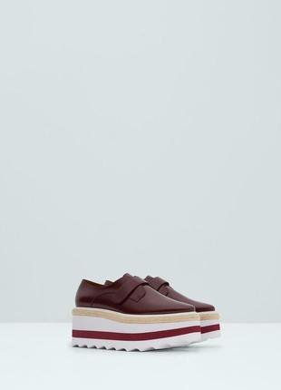 Стильні шкіряні туфлі на платформі mango 40й