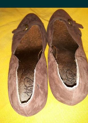Туфли женские на каблуке коричневые кожа бархат 39 vive4 фото