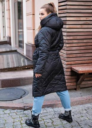 Стильна стьобана куртка пальто с капюшоном2 фото