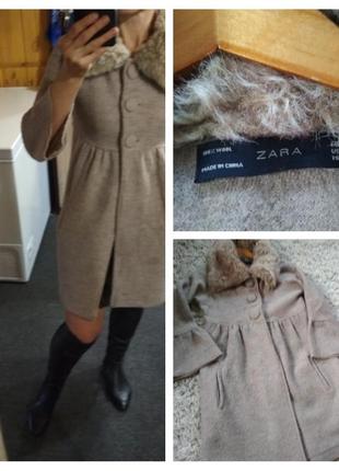 Шикарное стильное шерстяное пальто, zara, p. s-m