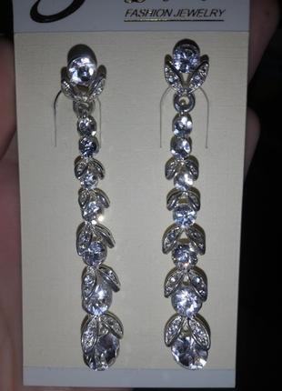 Сережки весільні для нареченої нарядні з камнями 6